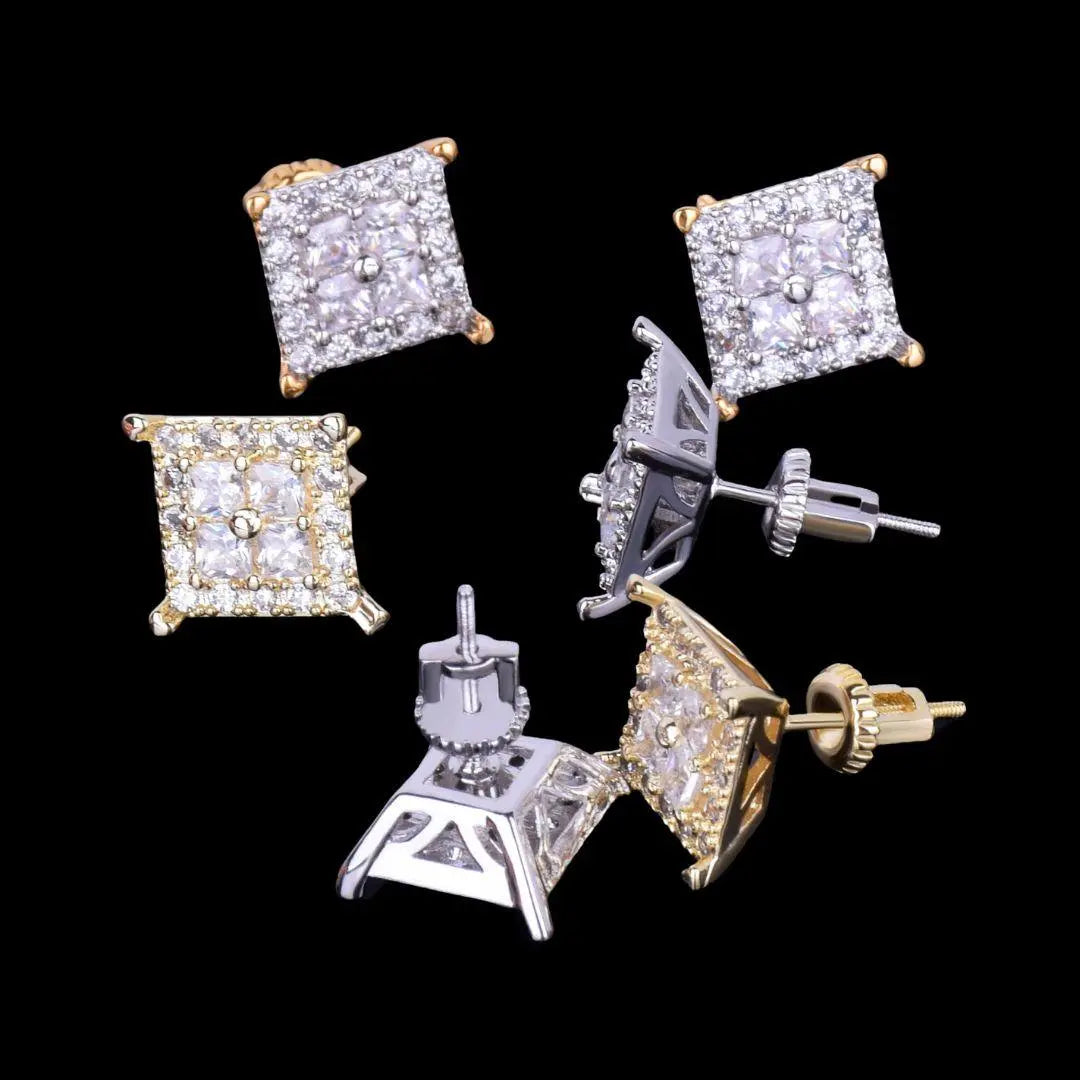 Puces d'Oreilles Glacées Dos Carré 12mm