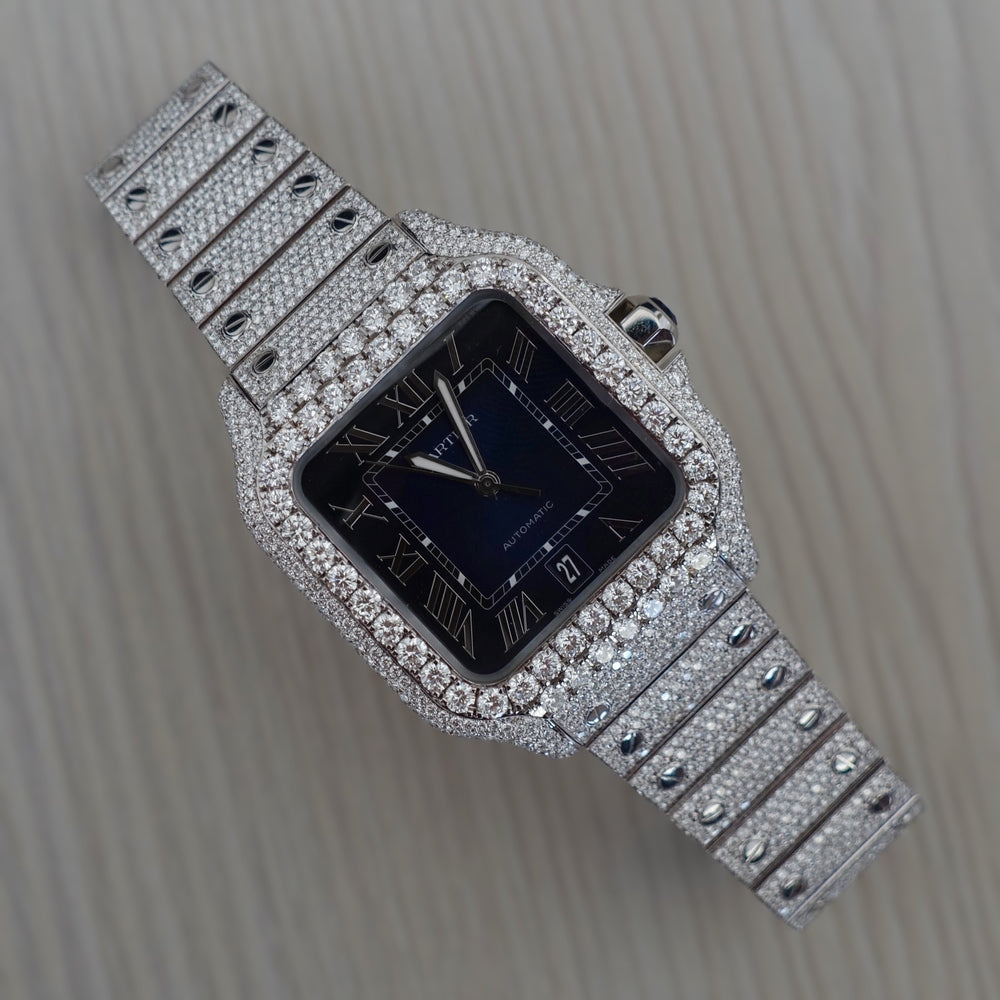 Montre Diamant 40mm - Acier Inoxydable - Cadran Bleu