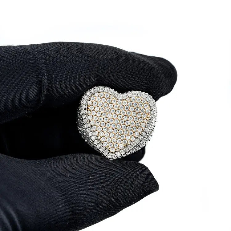 Bague Cœur Moissanite Bicolore Or Vermeil