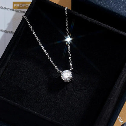 Collier Solitaire Moissanite 2ct Réglable - Vermeil Blanc