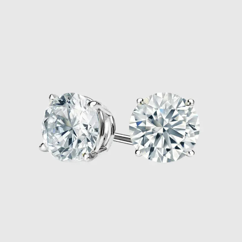 Puces d'Oreilles Taille Ronde 5mm - Vermeil Or Blanc