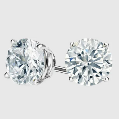 Puces d'Oreilles Rondes VVS 5MM - Vermeil Or Blanc