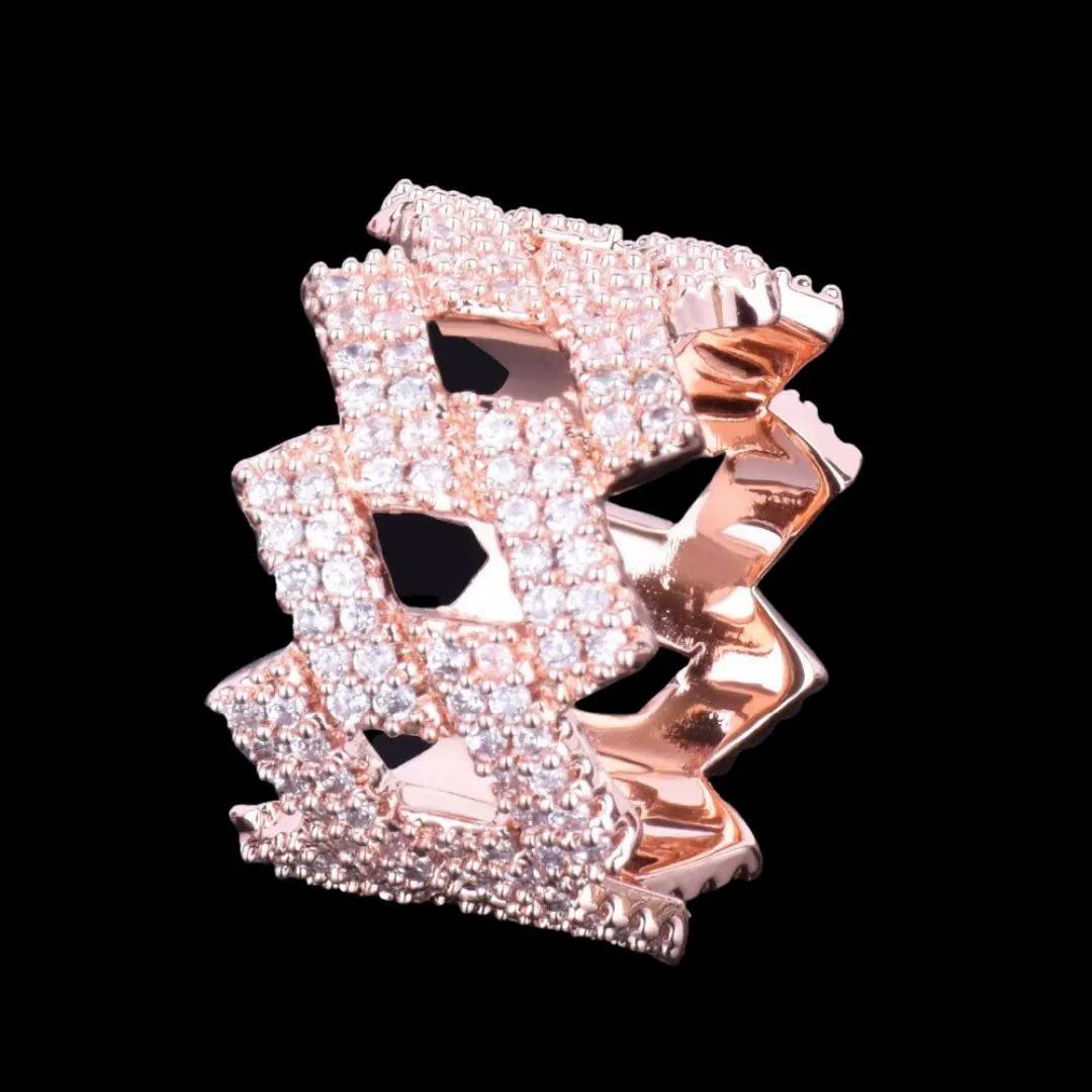 Bague Couronne Maille Cubaine Miami Glacée