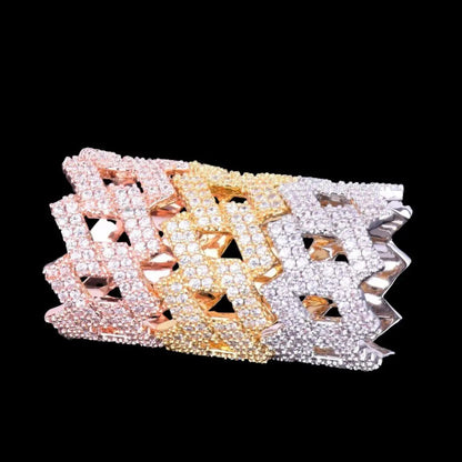 Bague Couronne Maille Cubaine Miami Glacée