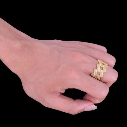Bague Couronne Maille Cubaine Miami Glacée