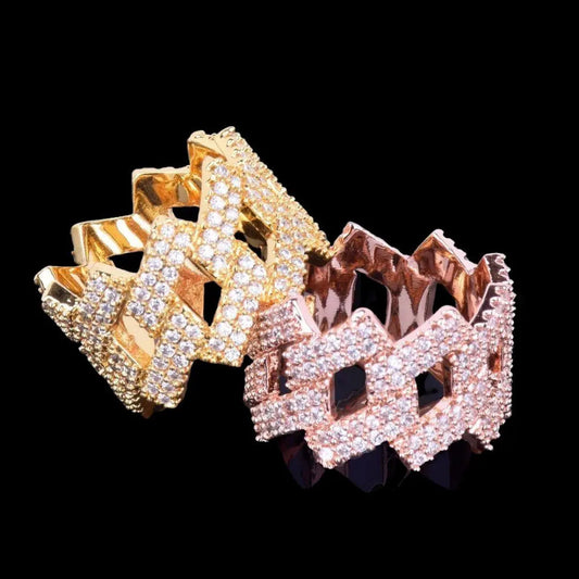 Bague Couronne Maille Cubaine Miami Glacée