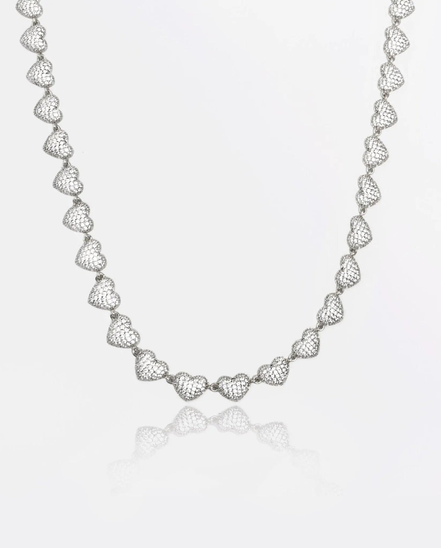Collier Cœur 10mm Glacé - Or Blanc