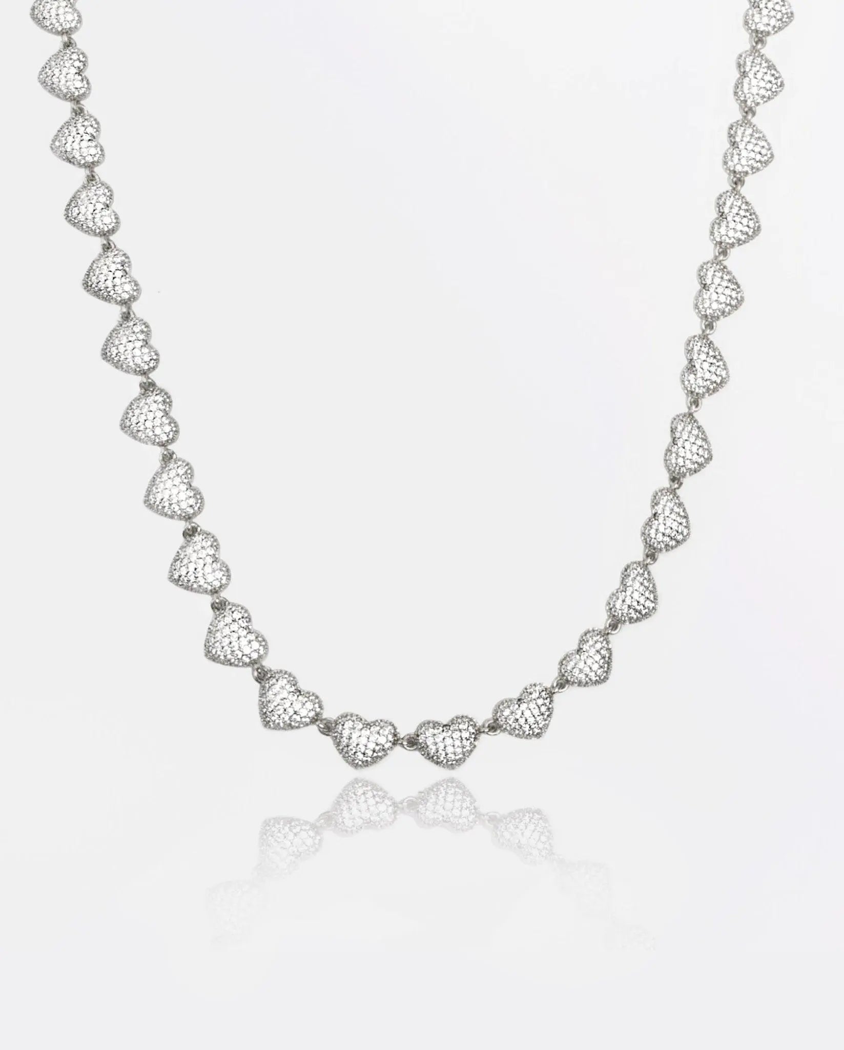 Collier Cœur 10mm Glacé - Or Blanc