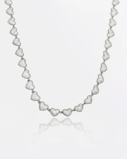 Collier Cœur 10mm Glacé - Or Blanc