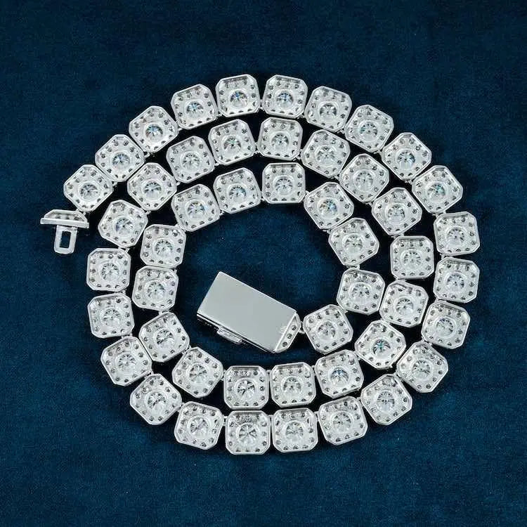 Chaîne Tennis 10MM Moissanite en Grappe - Vermeil