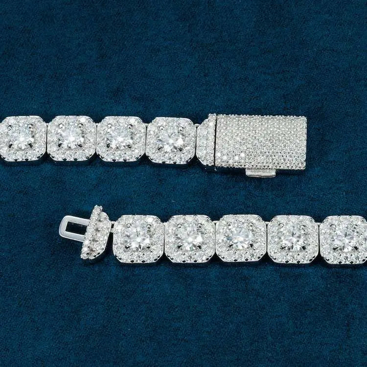 Chaîne Tennis 10MM Moissanite en Grappe - Vermeil