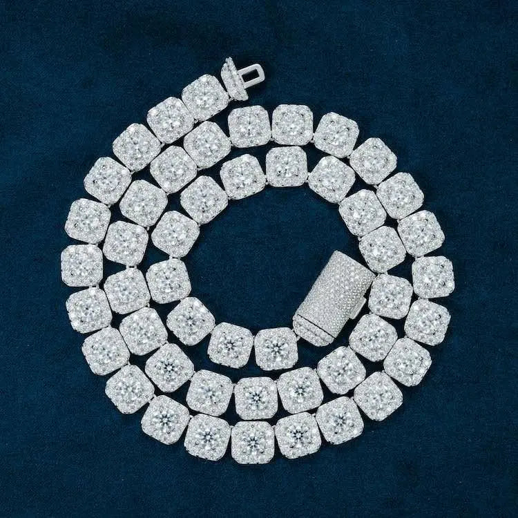 Chaîne Tennis 10MM Moissanite en Grappe - Vermeil
