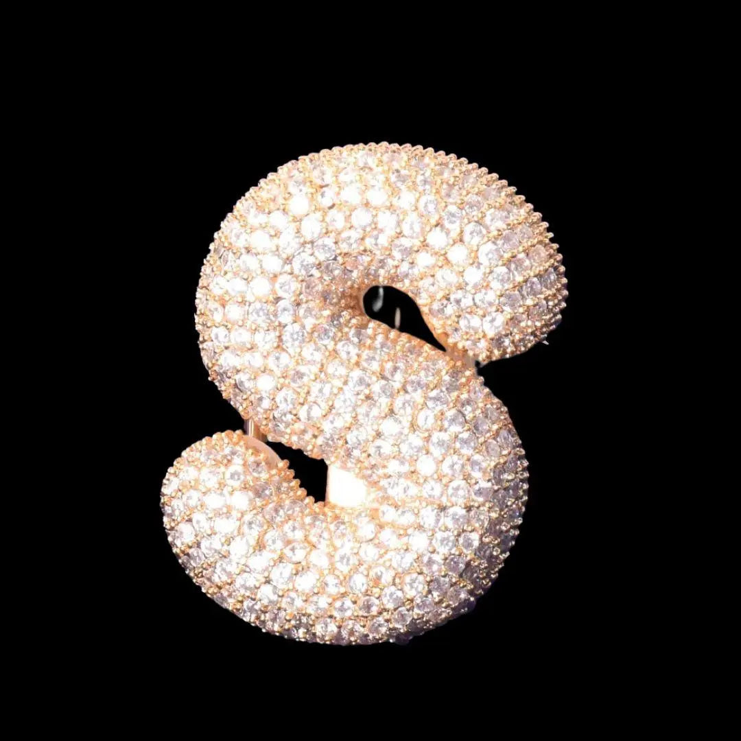 Bague Lettre Initiale A-Z Personnalisée Glacée