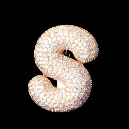 Bague Lettre Initiale A-Z Personnalisée Glacée
