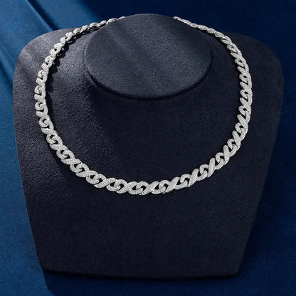 Chaîne Maille Infini Moissanite 10mm Or Vermeil
