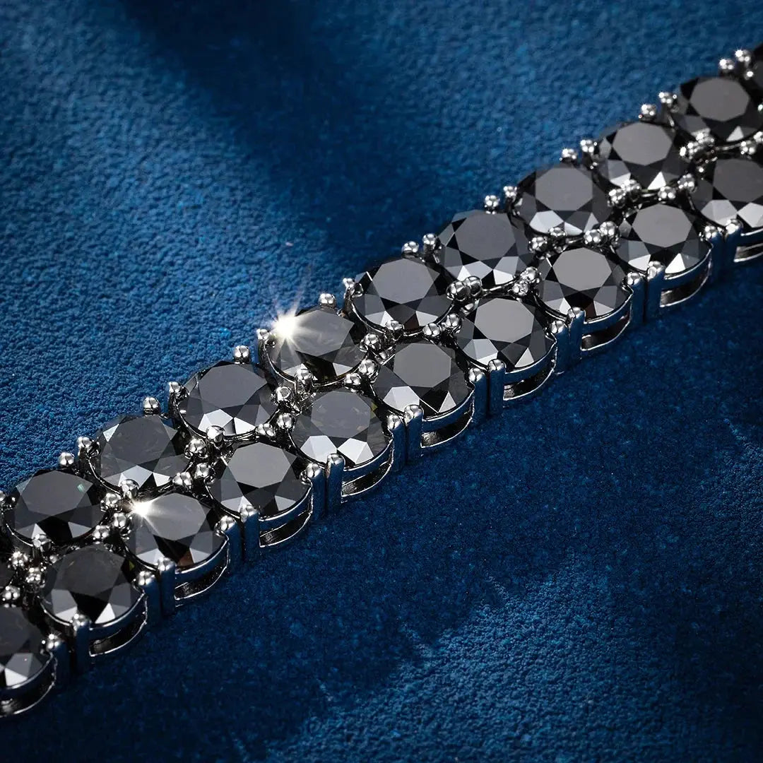 Chaîne Tennis Moissanite Noire Rare - Vermeil Or Blanc