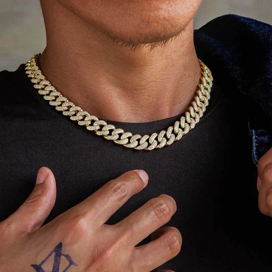 Collier Maille Cubaine 12mm Glacé
