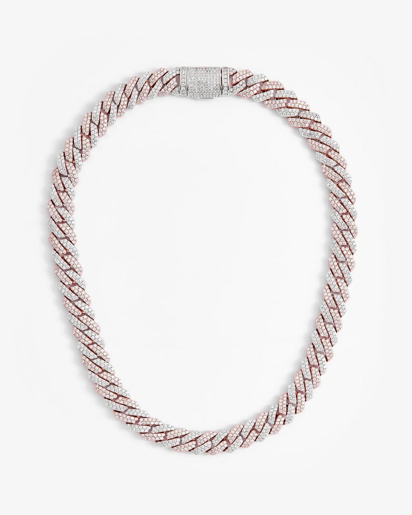 Chaîne Maille Diamant à Griffes 14mm - Bicolore