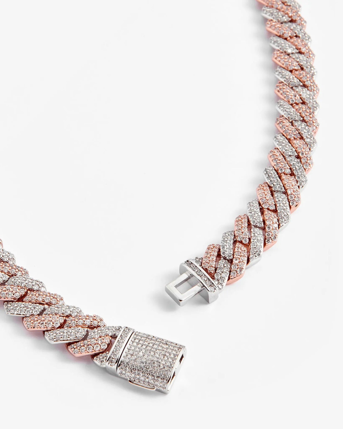 Chaîne Maille Diamant à Griffes 14mm - Bicolore