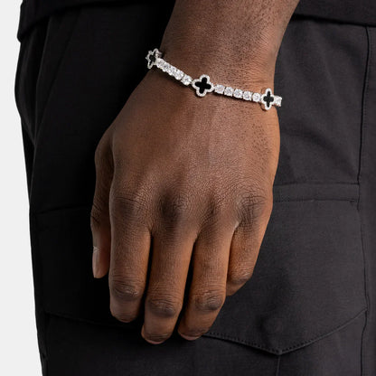 Bracelet Tennis Trèfle Noir
