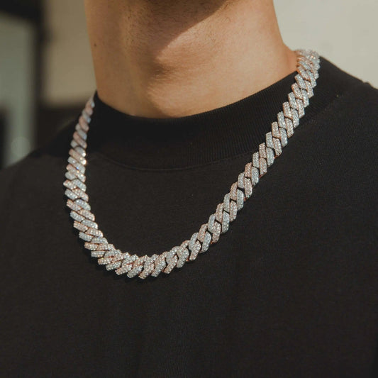 Chaîne Maille Diamant à Griffes 14mm - Bicolore