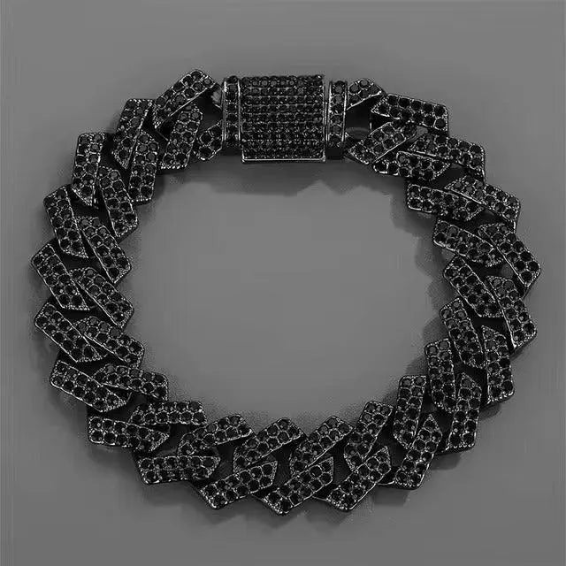 Bracelet Cubain Noir Glacé 14MM