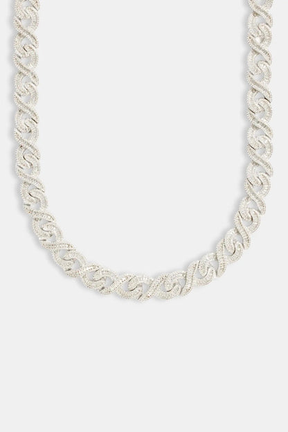 Chaîne Baguette 15mm Infini Glacée - Or Blanc