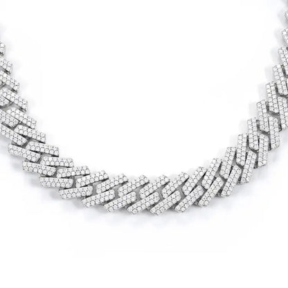 Chaîne Maille Cubaine 15MM Moissanite à Griffes