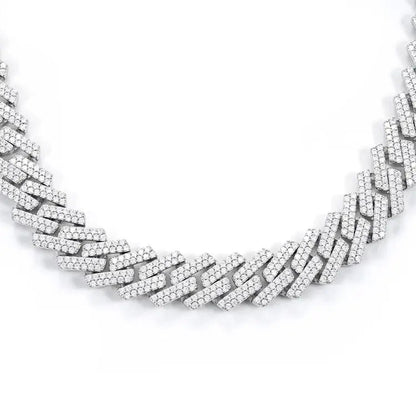 Chaîne Maille Cubaine 15MM Moissanite à Griffes