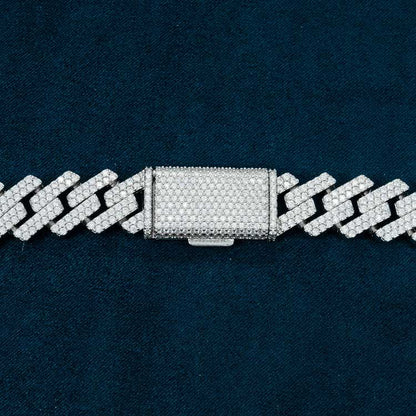 Chaîne Maille Cubaine 15MM Moissanite à Griffes