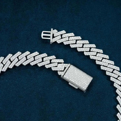 Chaîne Maille Cubaine 15MM Moissanite à Griffes