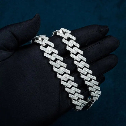 Chaîne Maille Cubaine 15MM Moissanite à Griffes