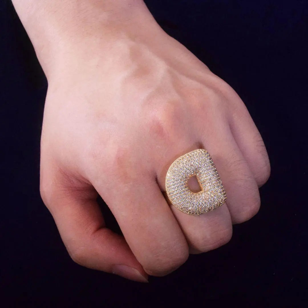 Bague Lettre Initiale A-Z Personnalisée Glacée