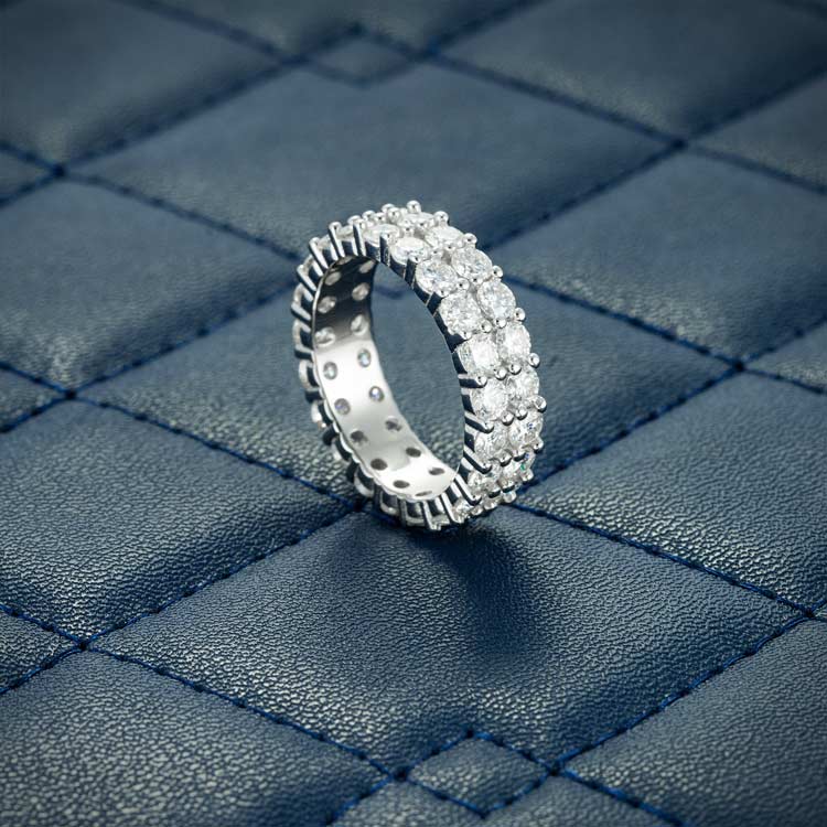 Alliance Moissanite 2 Rangs - Vermeil