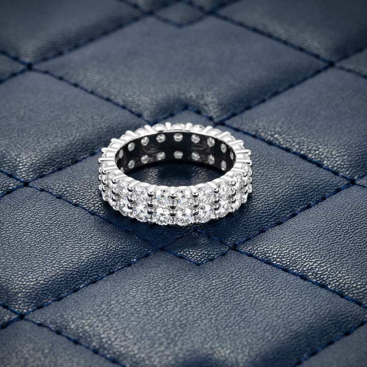 Alliance Moissanite 2 Rangs - Vermeil