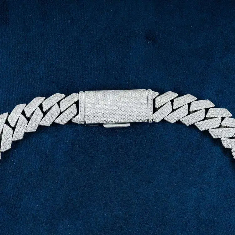Chaîne Maille Cubaine Moissanite à Griffes 20MM Or Vermeil
