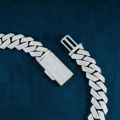 Chaîne Maille Cubaine Moissanite à Griffes 20MM Or Vermeil