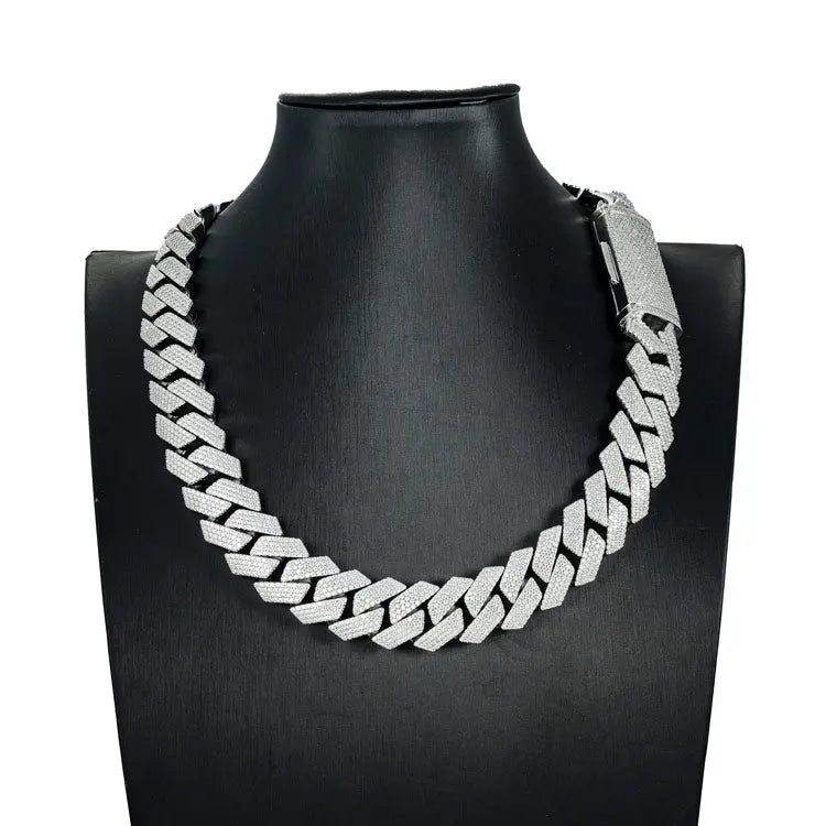 Chaîne Maille Cubaine Moissanite à Griffes 20MM Or Vermeil