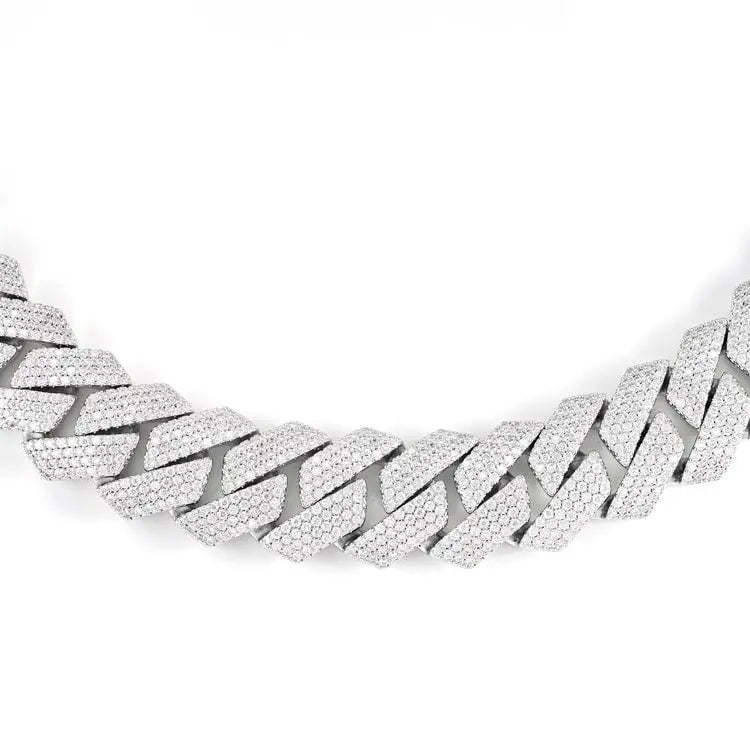 Chaîne Maille Cubaine Moissanite à Griffes 20MM Or Vermeil