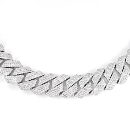 Chaîne Maille Cubaine Moissanite à Griffes 20MM Or Vermeil