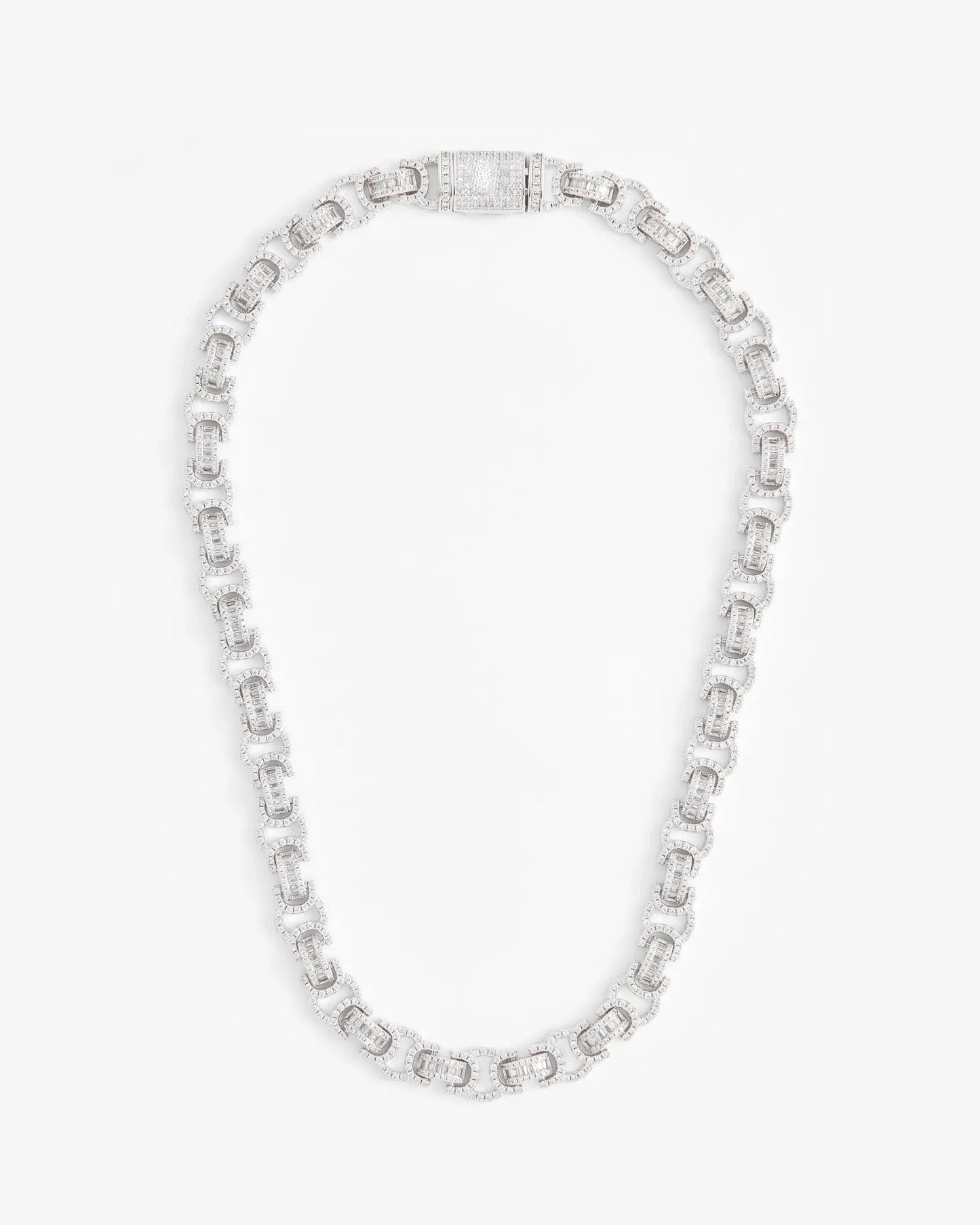 Chaîne Byzantine Glacée - Or Blanc