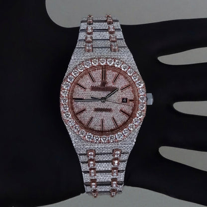 Montre Diamant 41mm - Bicolore Or Rose - Gros Diamants