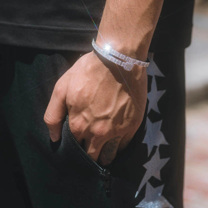 Bracelet Jonc Baguette - Or Blanc