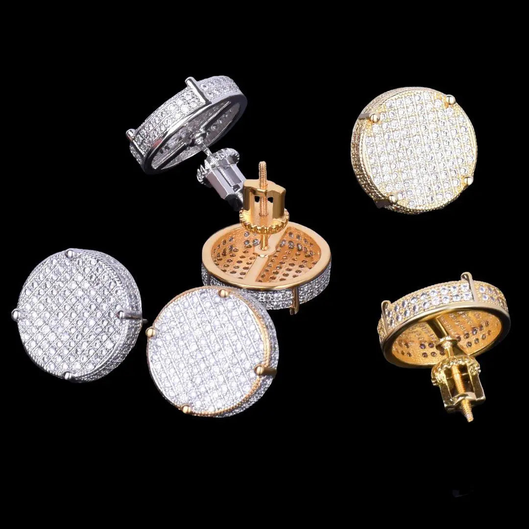 Puces d'Oreilles Rondes à Vis Glacées 14MM