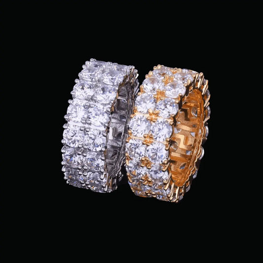 Bague Tennis Solitaire Deux Rangs Glacée
