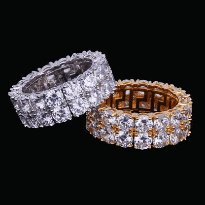 Bague Tennis Solitaire Deux Rangs Glacée