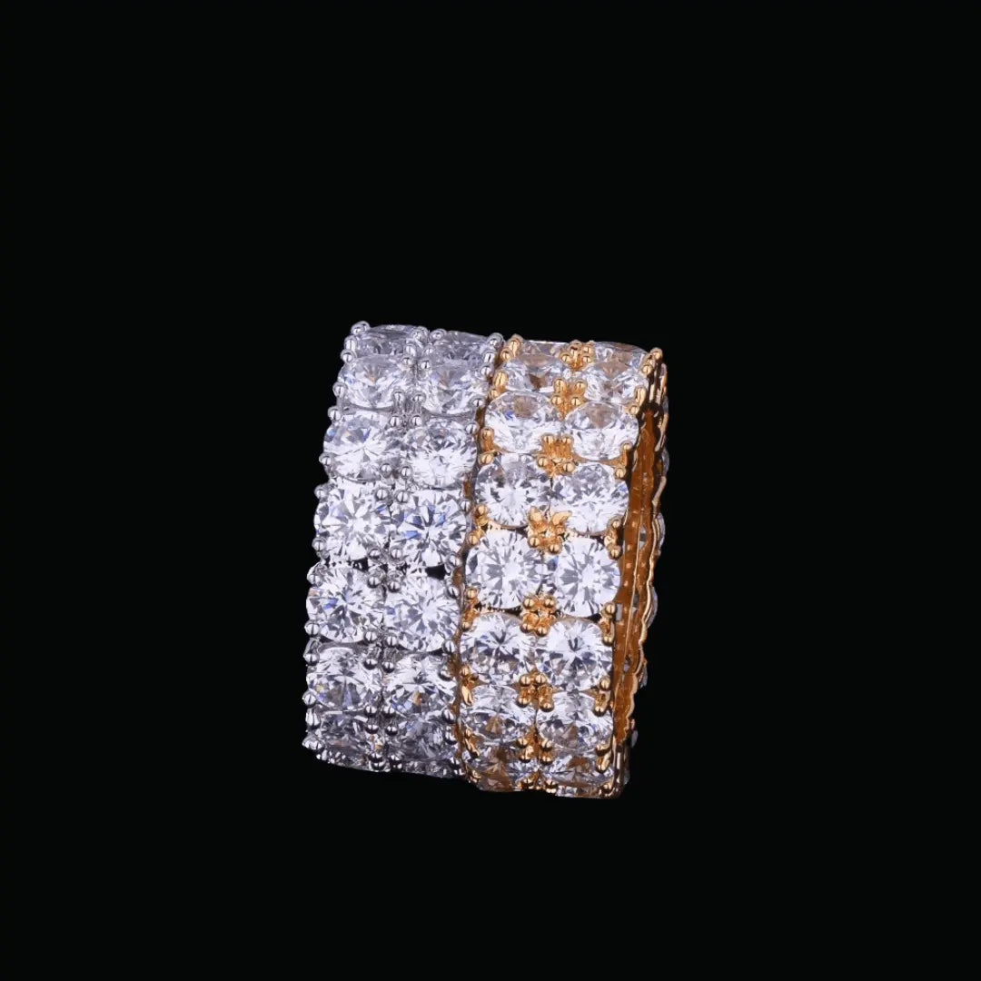 Bague Tennis Solitaire Deux Rangs Glacée