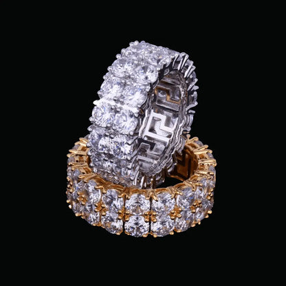 Bague Tennis Solitaire Deux Rangs Glacée