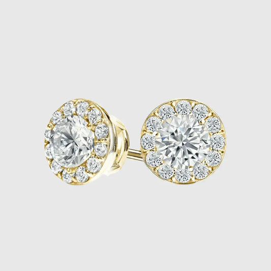 Puces d'Oreilles Halo 2.4CTW Or Vermeil
