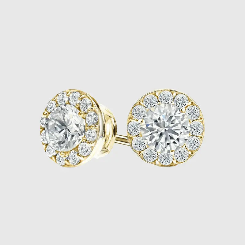 Puces d'Oreilles Halo 2.4CTW Or Vermeil